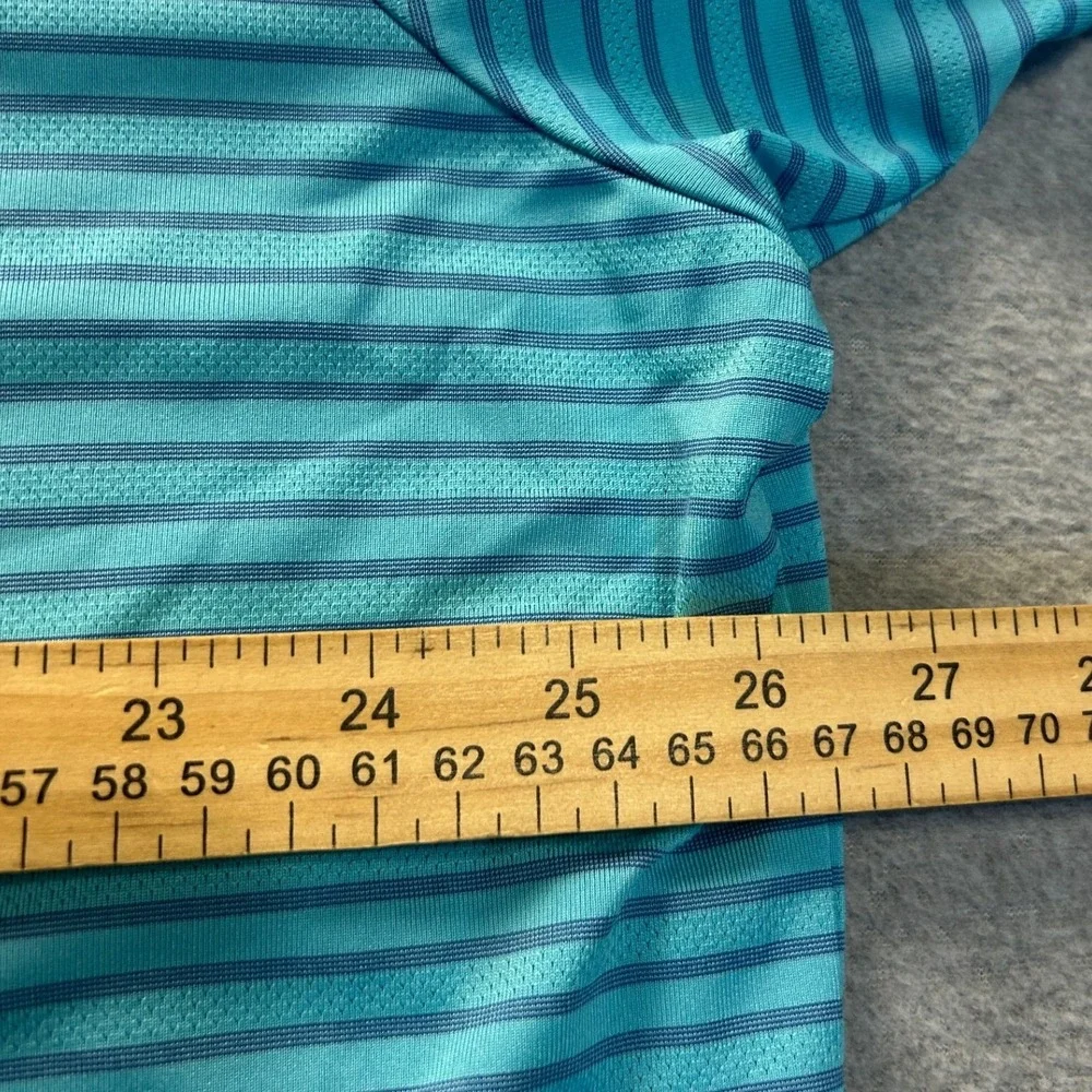 Adidas Golf Polo Shirt Mens 2XL Turquoise Stripe ClimaCool Performance Athletic